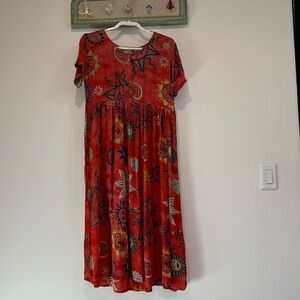Vintage 726 west celestial sun print hippie maxi dress women medium red